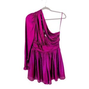 NWT NEW Endless Rose Purple Shiny Asymmetrical Cocktail Party Mini Romper S